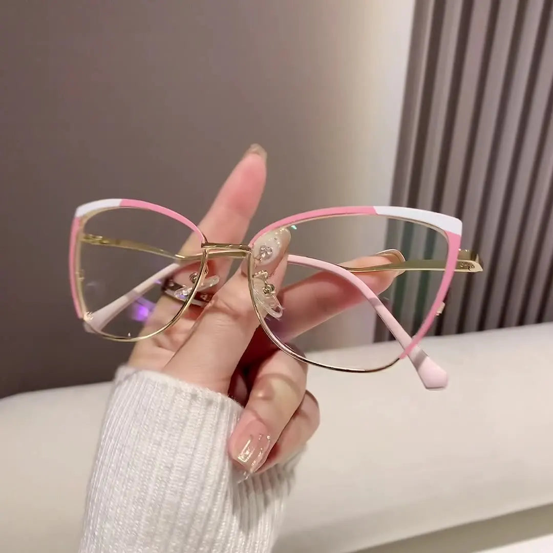 2024 I VISION New Cat Eye Glasses Anti Blue Light Glasses for Women Fashion Steel Alloy Cat Eye Glasses