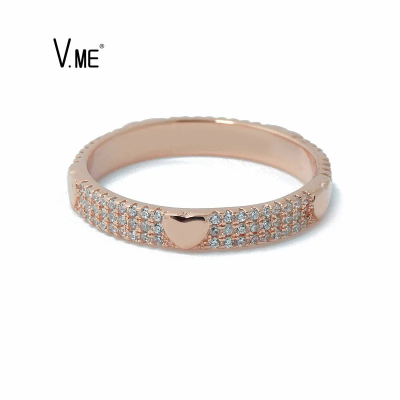 Minimalist Style Tiny Heart Shape Rings Rose Gold Plated Silver Ring 925 Silver Jewelry