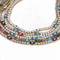 NZ1033 New Chic Dainty Gold Minimalist Cubic Zirconia CZ Diamond with Enameled Evil Eyes Tennis Choker Necklace