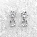 Sterling Silver 6mm/7mm Semi Mount Stud Eardrops Empty Support Blank Setting S925 Base Holder Without Center Stone for DIY Inlay