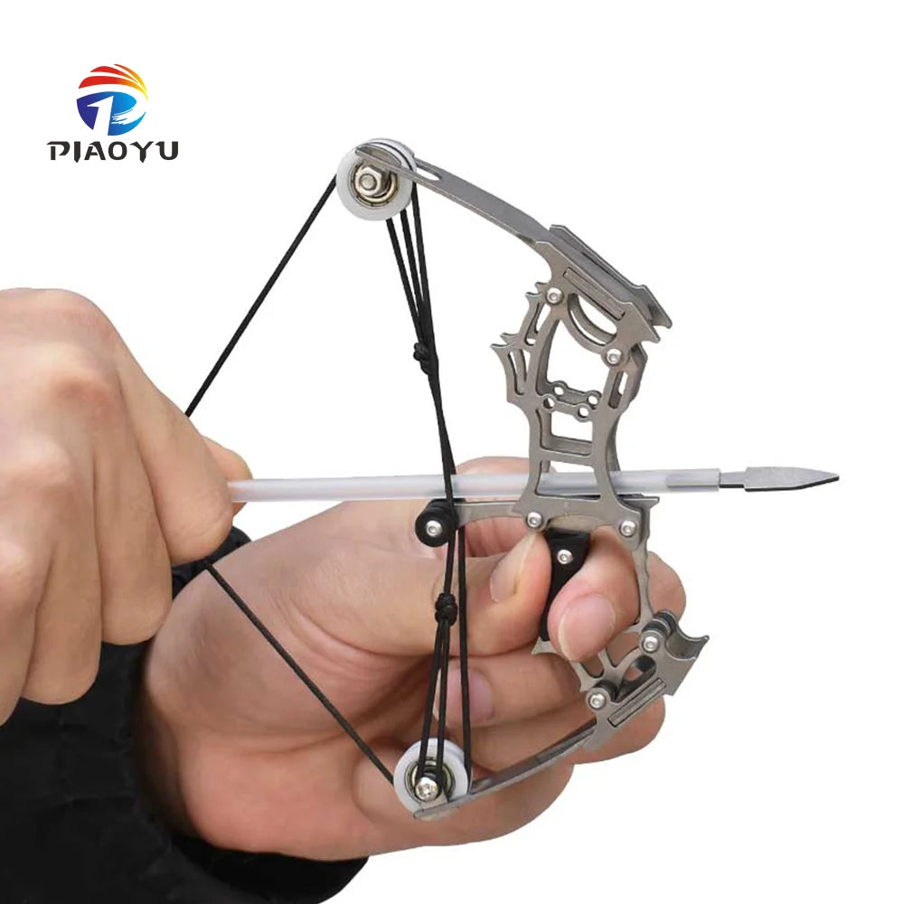 PIAO YU Mini  Stainless Steel Composite Bow Indoor and Outdoor Sports Small Pulley Bow and Arrow Shooting Toy
