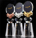 New Design Gold Silver Bronze Metal Flower Crystal Trophy Awards MH-J0607