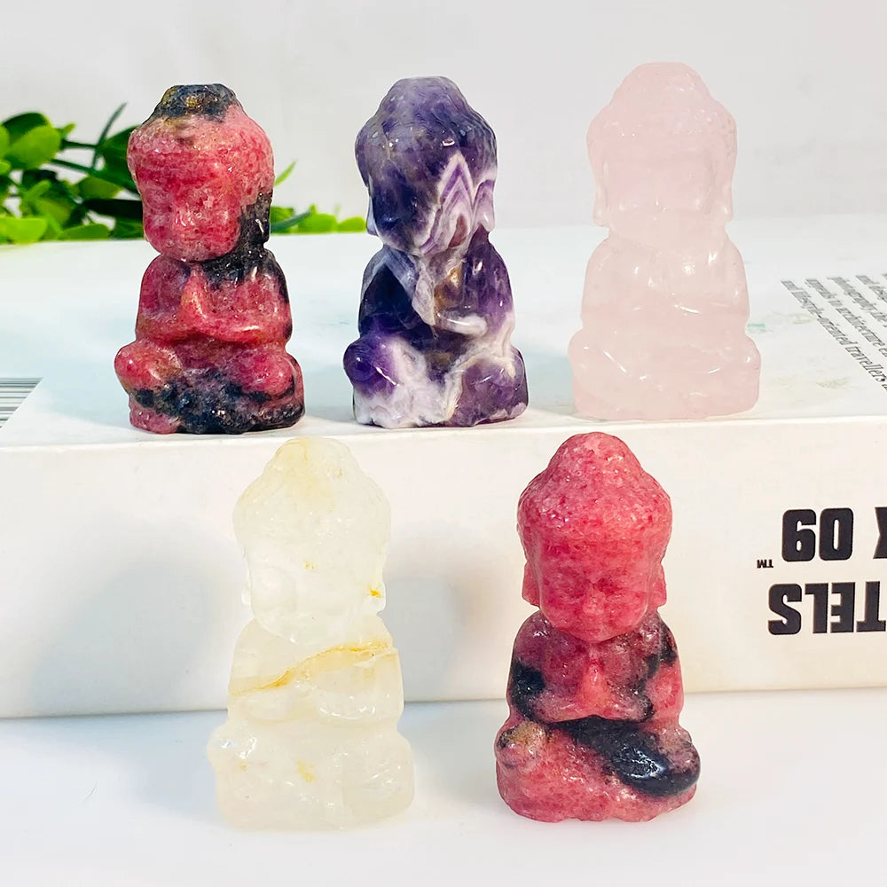 Natural Reiki Quartz Buddha Crystal Carving Wholesale 2-inch Polished Gemstone Carved Jade Baby Buddha Statue