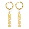 Fashion Stainless Steel English Font Stainless Steel Zodiac Sign Earrings Hoop Jewelry Women