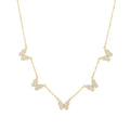 Fashion Fine Jewelry 925 Sterling Silver butterfly Necklaces Five Butterflies Full Diamond Gold Plated Necklaces for Women