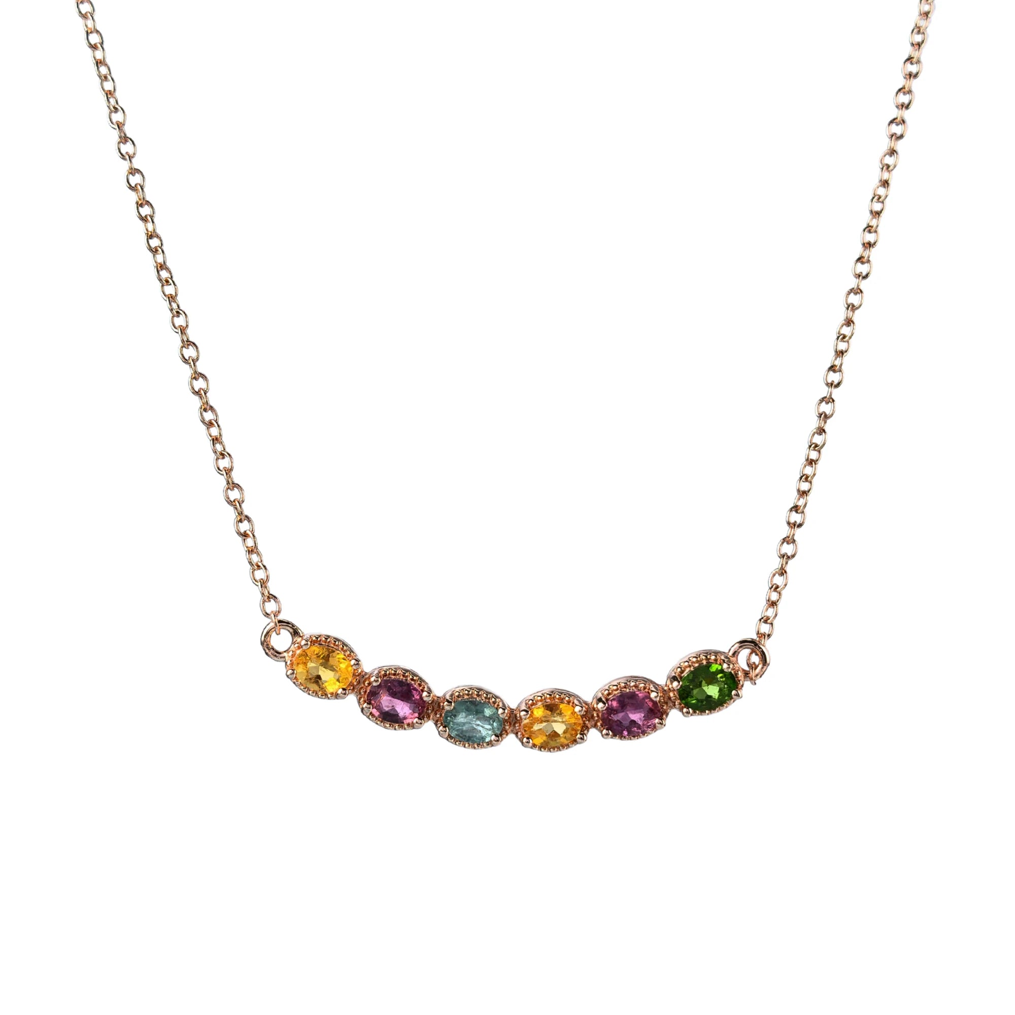 Exquisite Rose Gold Plated Silver 925 Jewelry Natural Tourmaline Necklace for Women Anniversary Gift