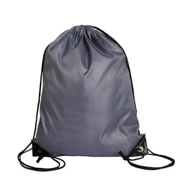 Promotional Gift Custom Silver Drawstring Backpack CMYK Silk Screen Printing Nylon Material Gym Workout Use Custom Logo Option