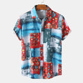 Plus Size Men's Summer Beach Casual Short Sleeve Floral Shirts Cotton Breathable Customizable