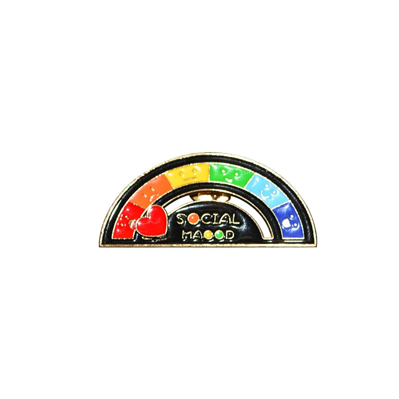 Rainbow Metal Lapel Custom Social Battery Pin Creative Emotion-enriched Enamel Sliding Pin Fun Customizable Metal Crafts