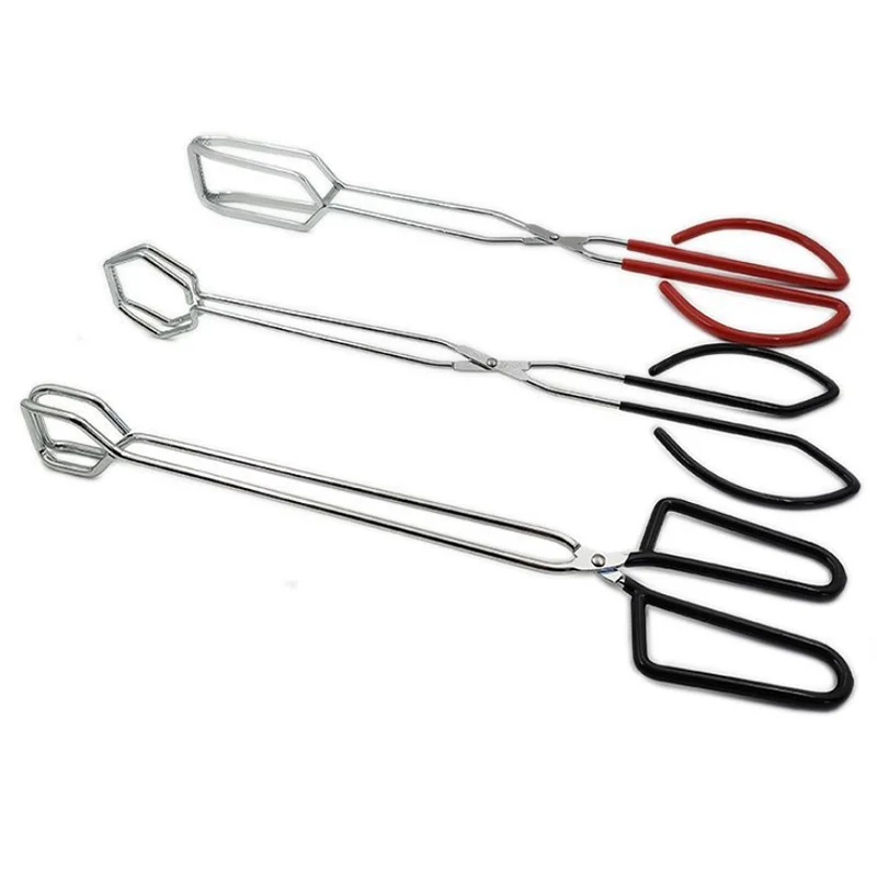 Free Sample Red Black PVC Coated Plating Metal Scissors Tongs Chef Wire Tongs
