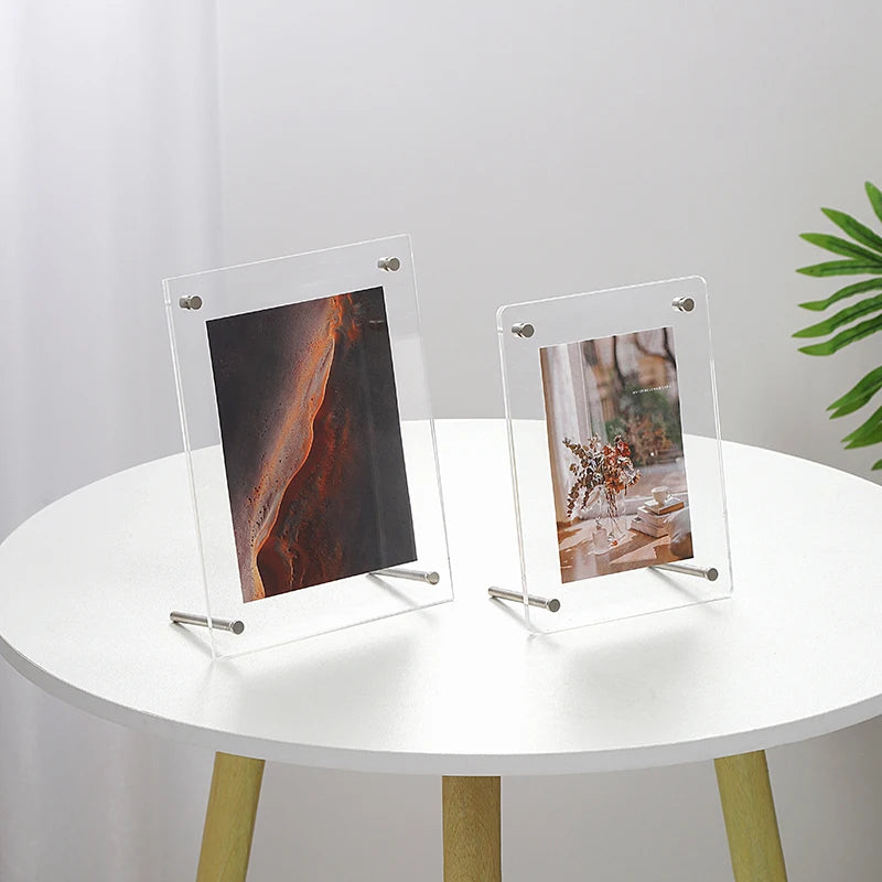 Scandinavian Modern Minimalist Eco-friendly Acrylic Photo Frame Standing Office Desk Display with Minimalist Chic Style