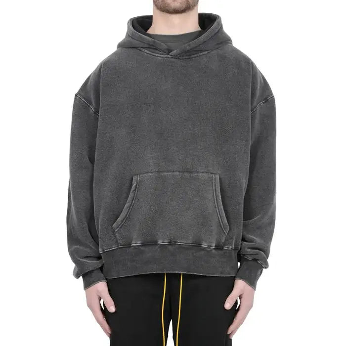 Custom Logo Blank Oversized Men Unisex Cotton Pullover Distressed Vintage Acid Wash Sweatshirt Hoodie for Men