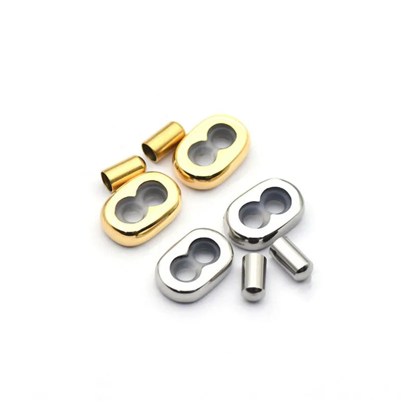 Custom Engraved Logo Stainless Steel  Rope Bracelet Component Two Holes Adjust Clasp