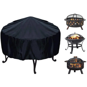 Foldable Portable Black Polyester Heavy Duty Round Customized Patio Fire Pit Cover 34x15
