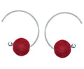 Wholesale S925 Sterling Silver Half Ring Pompom Ball Earrings Gray Red Blue Trendy Hoop Earrings for Women Perfect Gift