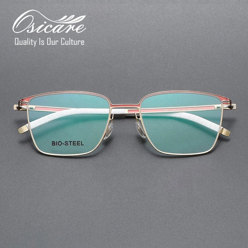 High Quality No Screw Optical Frames Eye Glasses Steel Stainless Custom Logo Wholesale Eyeglasses Orange Spectacles Screwless