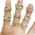 RM1382 Chic 18k Gold CZ Baugette Cluster Heart Spike Rings for Ladies Girls