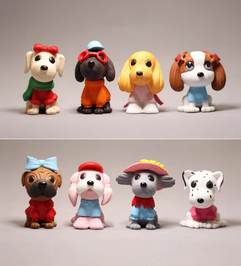 Small PVC Dog for Mystery Box Fairy Garden Miniature Plastic Craft Statue Ornament Cartoon Figurines Decor Auto Car Accessories