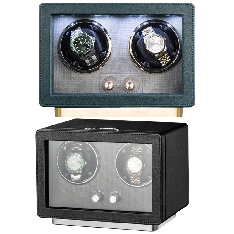 Wholesale Luxury Automatic Watch Winder for Men Novelty 2-Watch Safe Storage Rotating Organizer Case