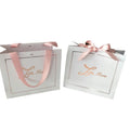 Custom Rose Gold Logo Printed Paper Bag Luxury Ribbon Handle White Paper Gift Bags