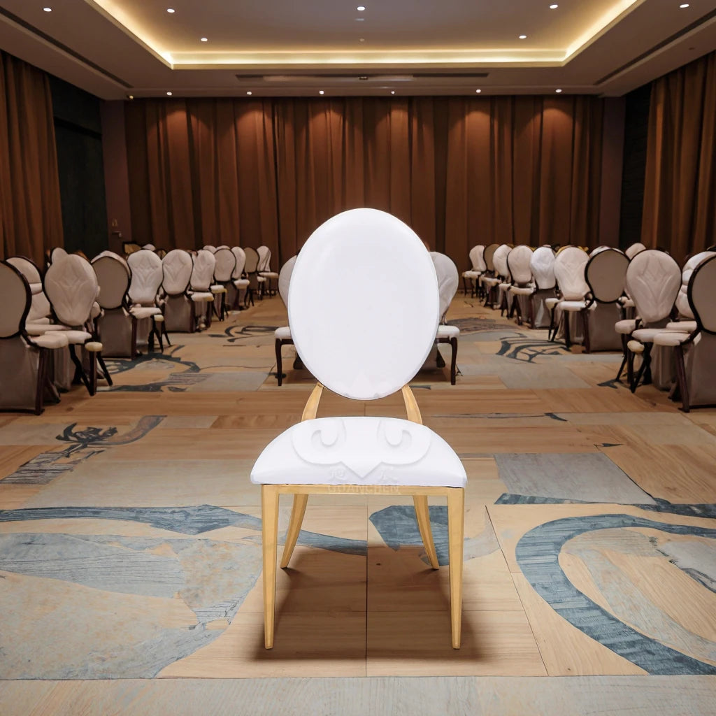 Wholesale PU Leather Fabric Cushion Gold Stainless Steel Frame for Wedding Chairs Hotels Events Banquets Outdoor Use