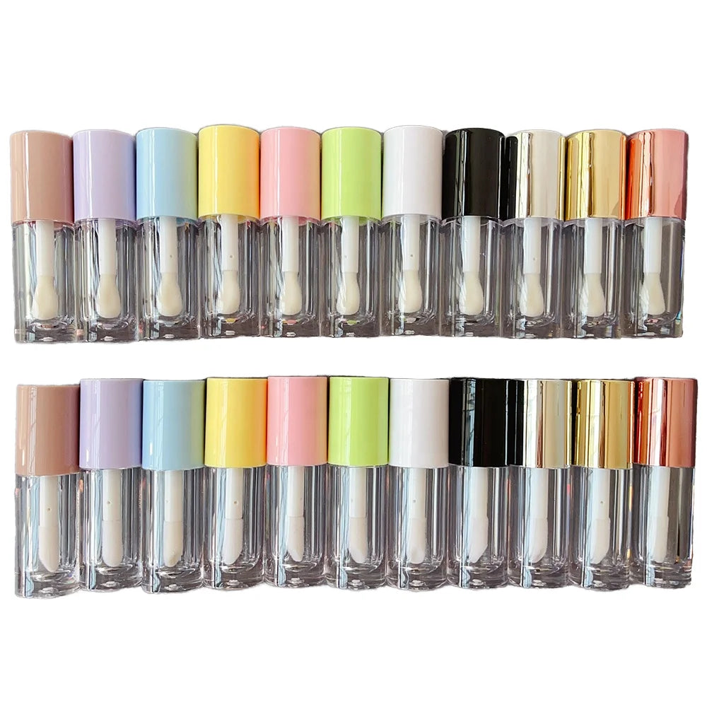 Round 6ml Lip Gloss Tube with Screw Cap Custom Logo Nice Empty Packaging Doe Applicator for Cosmetics Lipstick