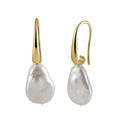 GPE90 Baroque Natural Large Pearls Special Hooks Cultured Freshwater Pearls Women's 925 Sterling Silver Earrings