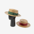 2025 European American Vintage Unisex Flat Boater Hat Summer New Fashion Natural Hand Woven Palm Grass  Bow Sunscreen Straw Hat