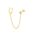 New Design Fashion S925 Sterling SIlver Single Zircon Clip Tassel Earring Jewelry for Women