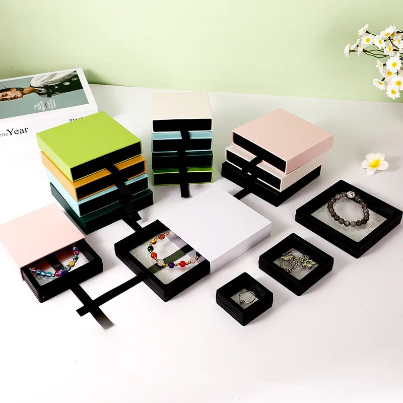 Customized Jewelry Box Storage Necklace Ring Luxury Paper Drawer Box Pe 3d Film Suspension Packaging Box