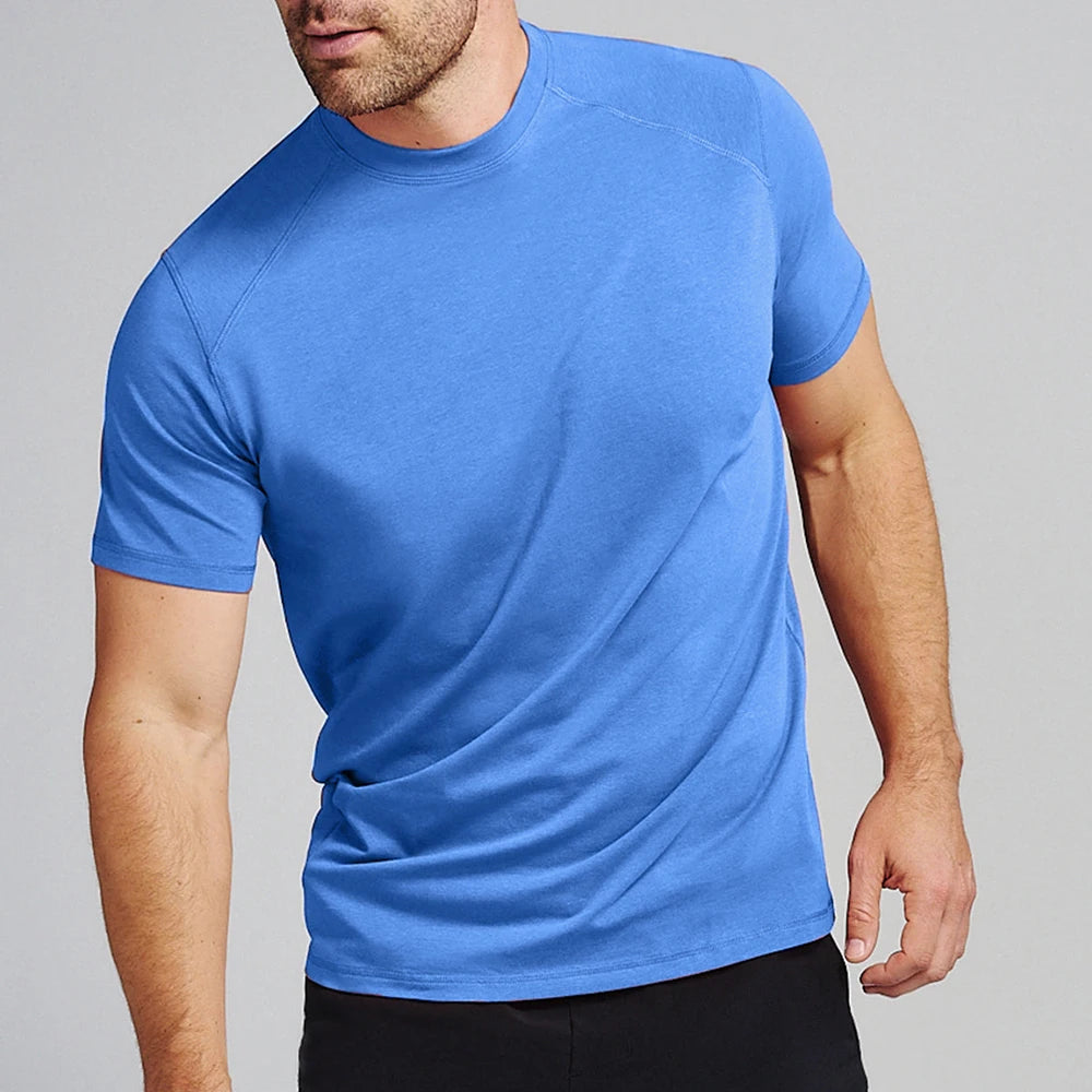 Best Quality Cotton Polyester Knitted O-Neck Short Sleeve Regular Fit Men's Blank Custom Logo Wholesale Price Solid Pattern