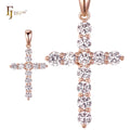 FJ Fallon Fashion Jewelry Latin Cross Pendant Plated in Rose Gold Brass Based