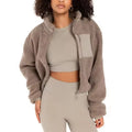 Wholesale Custom Logo Short Zip up Outwear Jackets Winter Sherpa Fleece Jacket Women