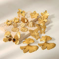 HOVANCI Tarnish Free Large Stainless Steel 18K Gold Plated Butterfly Flower Earrings for Women Wholesale Bulk