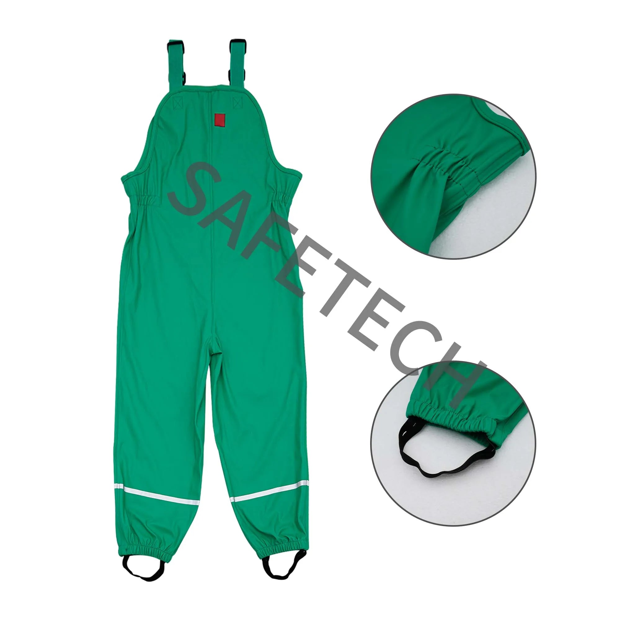 Green Good Quality Custom Raincoat Pu Knitted Mud Rain Pants for Kids Overalls