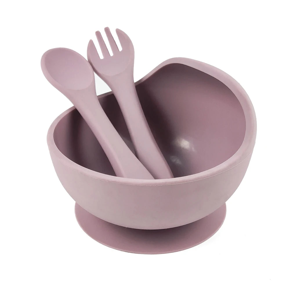 Wholesale Feeding Set Silicone Suction Baby Bowl with Silicone Spoon and Fork MegaBDM