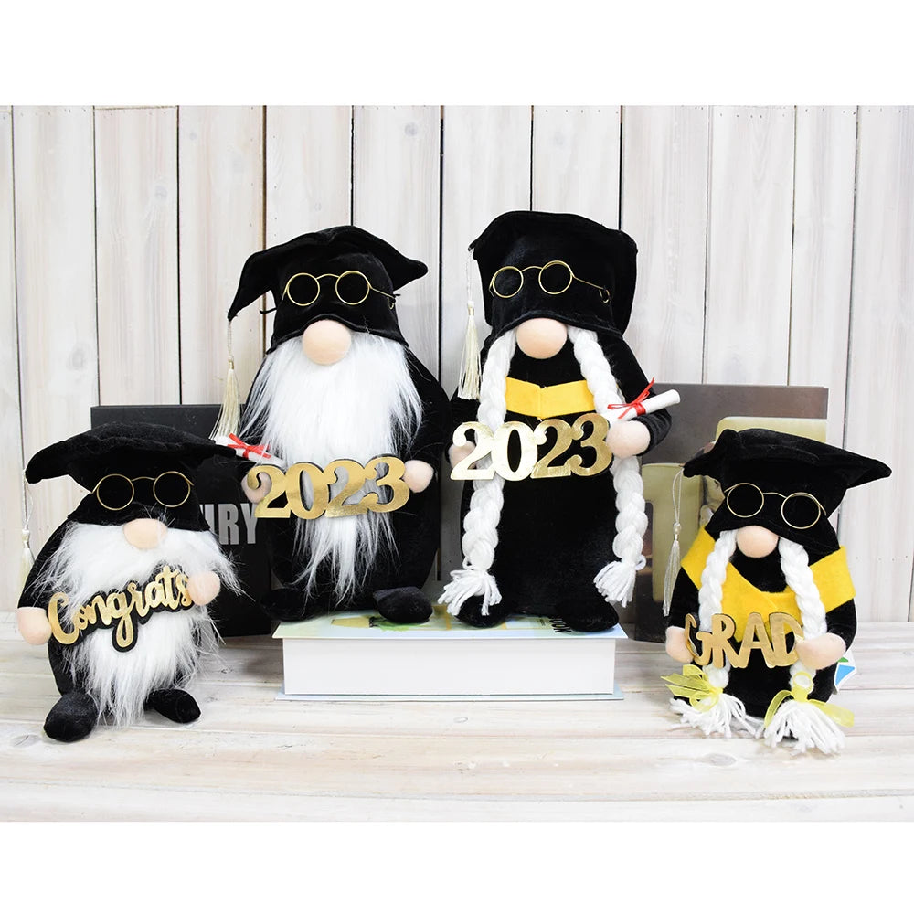 2026 Factory OEM Teachers Grad Gonk Party Decoration European Black Stuffed Graduation Gifts Gnomes With Diploma