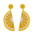 Beaded Fruit Dangle Earrings Orange Lemon Dangle Earrings Handmade Statement Earrings