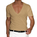 Men's V-neck Shirt Wholesale Plain Color Large Size Casual Sport Short-sleeved T-shirt Men Gym Fitness t Shirt