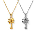 Waterproof Trendy 18K Gold Plated Stainless Steel Coconut Palm Tree Beach Pendant Necklace Jewelry Women Daily Life MSPN-0009