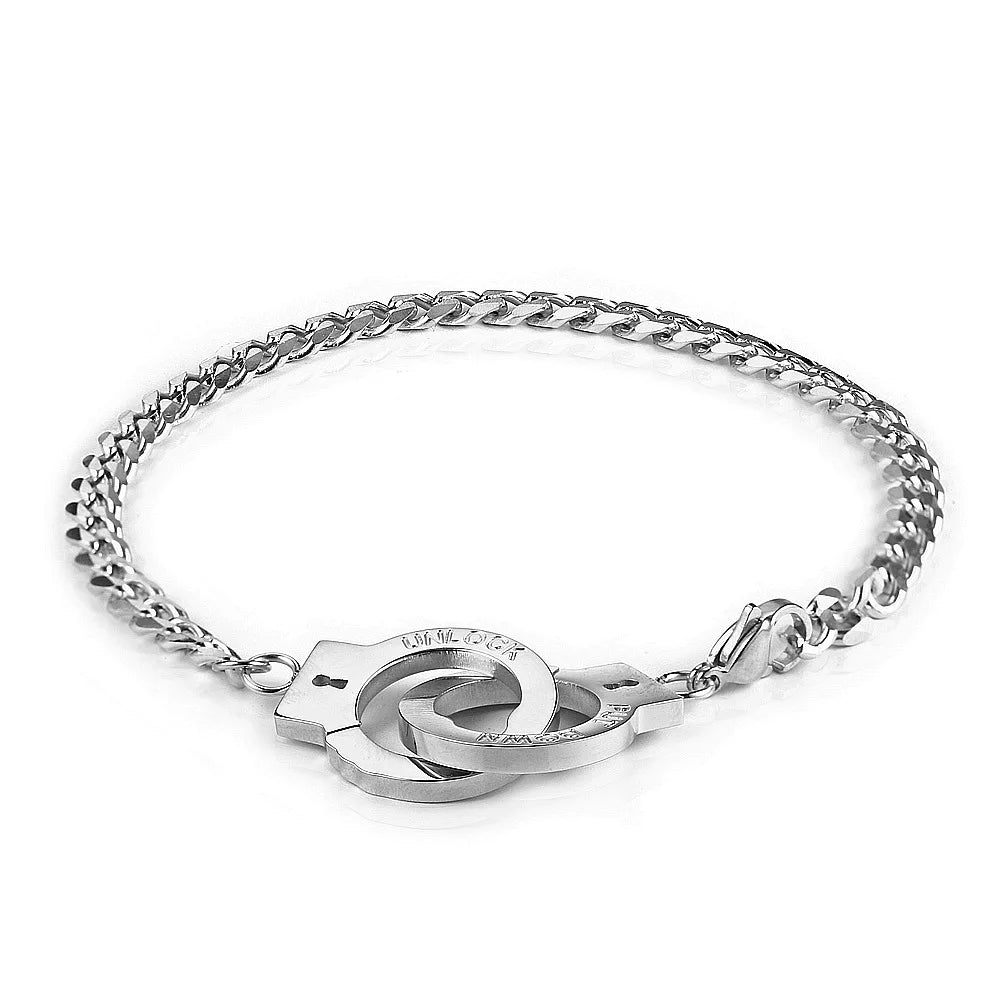 Fashion Punk Jewelry Stainless Steel Handcuff Bracelet Men