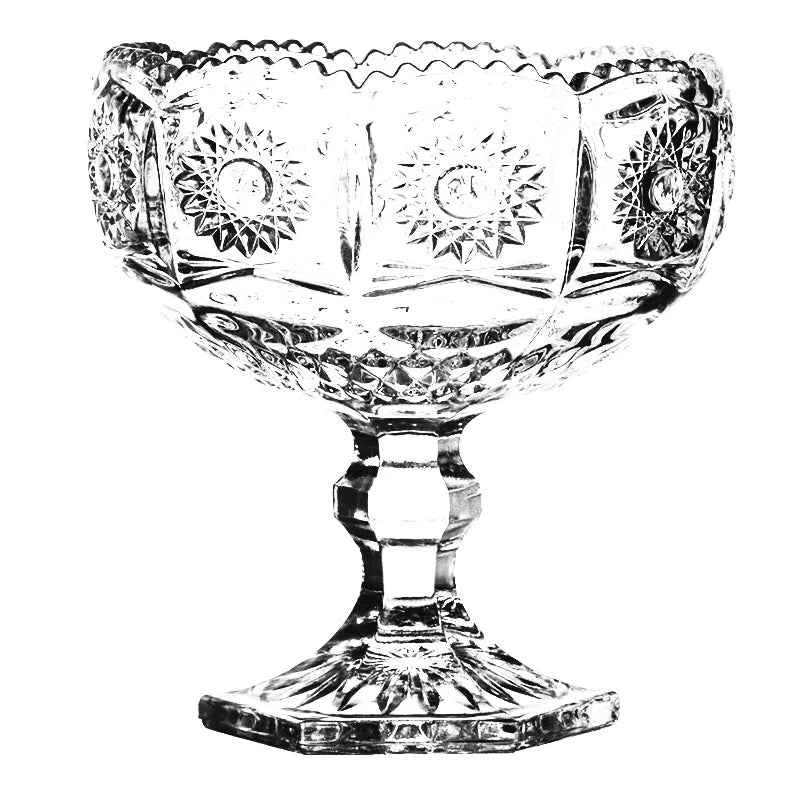 Engraved Sundae Glass Tea Cup & Saucer Set for Serving Teas and Other Beverages