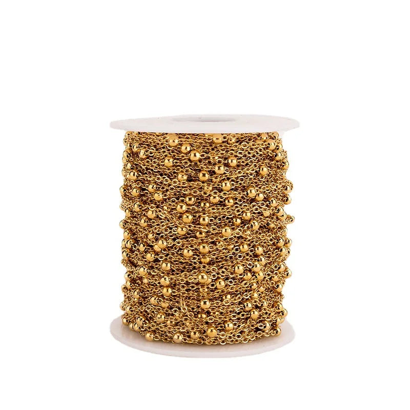 Hot Sales 304 Stainless Steel 18k Gold Cross Beading Chain for Necklace Bracelet Jewelry Making