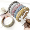 3cm Full Rhinestone Pearls Headbands for Girl Sponge Filled Puffy Hairbands Bling Bling Hair Hoops Accessories for Women
