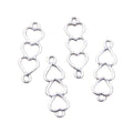 Charms Heart Link Connector 24x8MM Tibetan Bronze Silver Color Pendants Antique Jewelry Making DIY Handmade Craft