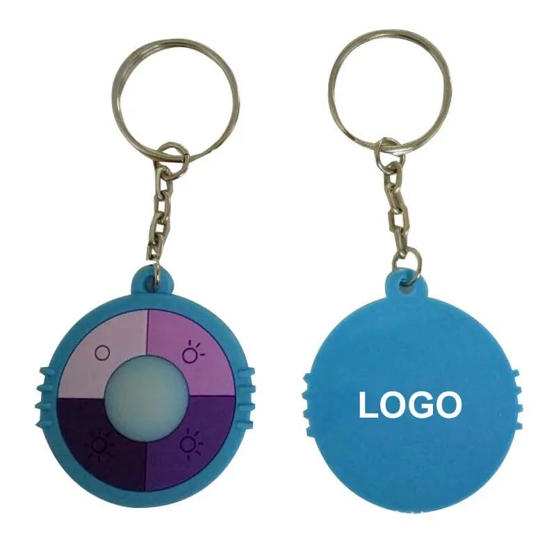 Custom Design Outdoor Change Color Soft PVC Non-Toxic Cartoon Carabiner UV Tester Keychain Durable Alloy Sensor for Souvenirs