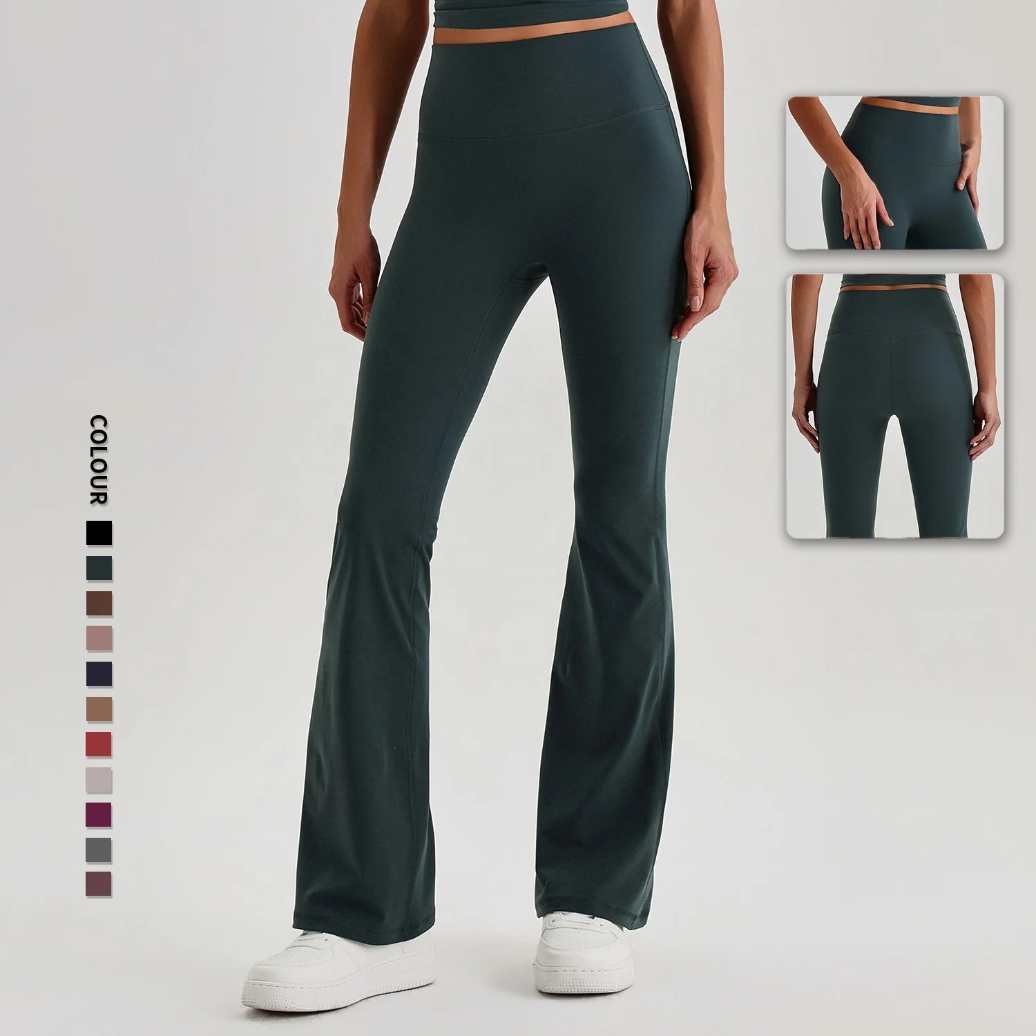 SHINBENE Super Cloud 30" Nylon High Waist Bootcut Yoga 4 Way Stretch Flattering Fit Flare Leggings