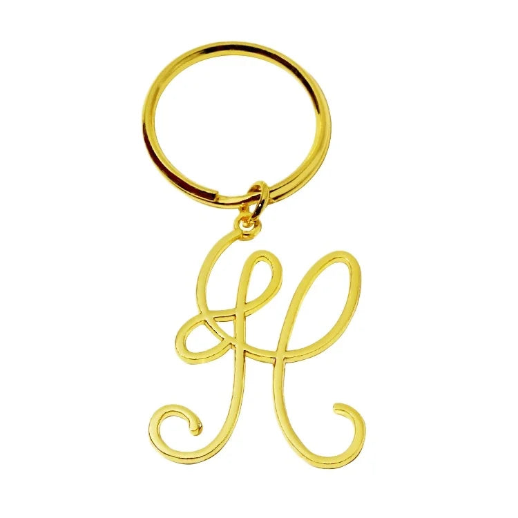 Custom Keychain Accessory Manufacturer Handbags Decorative Chain Labels Gold Letter Hollow Tags With Keyring