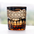 Japanese Edo Kriko Style Whisky Glasses New Design Hand-Carved Black Brandy Rock Color Engraving Glass Cup