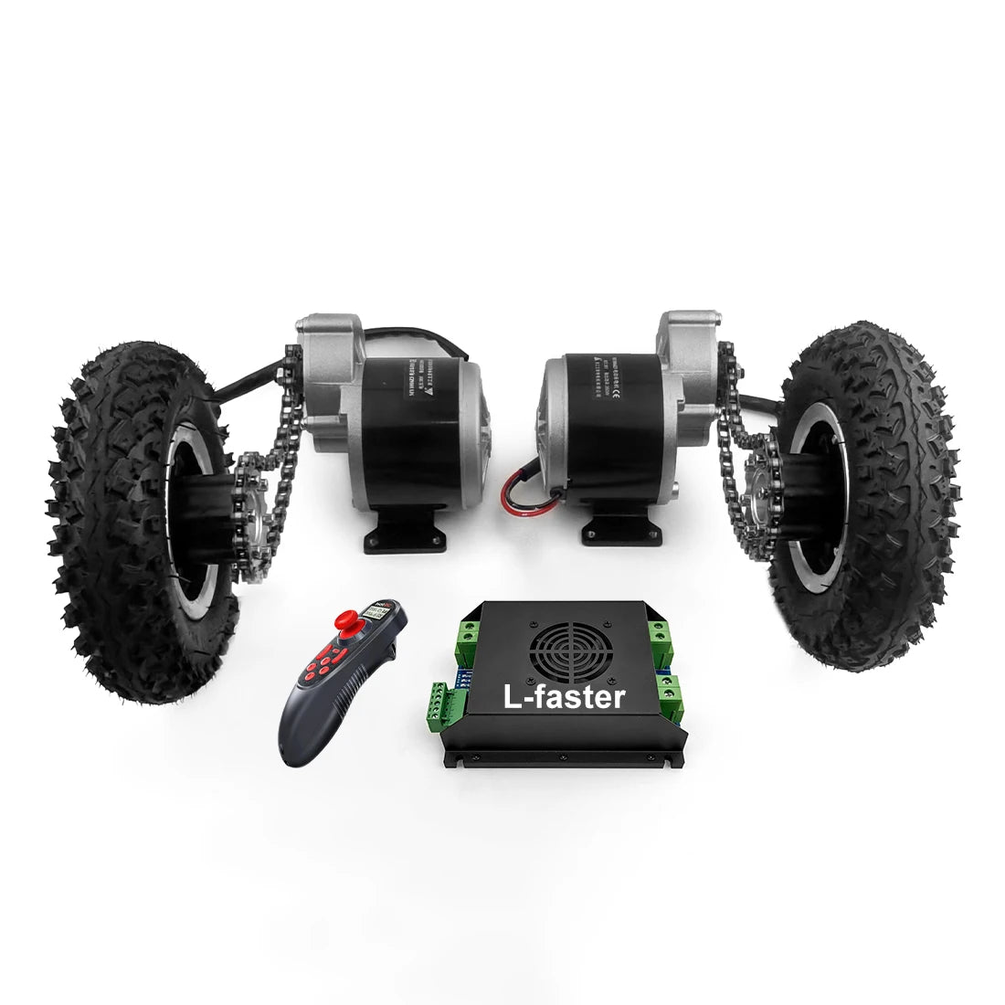 L-faster 2WD 8 Inch Wheel 24V 500W 700W Off-road Tire Brush Motor Remote Control Kit for Electric Flatbed Carts Bike